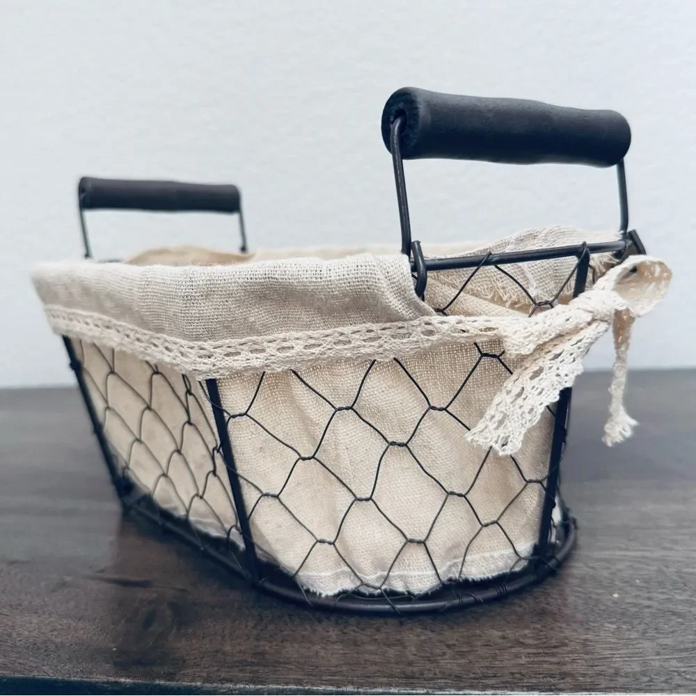 Chicken Wire Farmhouse Oval Storage Basket Bin